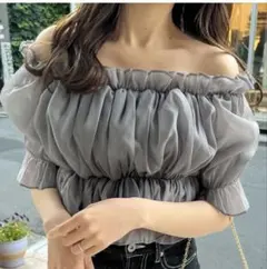 GRL シアーギャザーショート丈ブラウス[tu541]