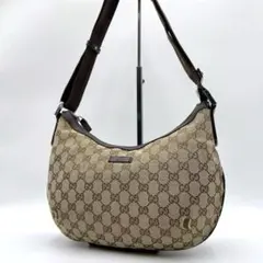 GUCCI GGキャンバス ショルダーバッグ ハーフムーン f472