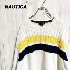 NAUTICA ノーティカ　コットンニット　ボーダーセーター　ビッグサイズ　XLのサムネイル