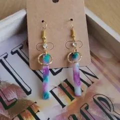 。*♡再販♡*。ゆらゆらピアス。:°ஐ♡*グリーン*パープル　No.113