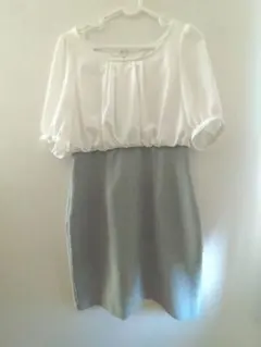 セシルマクビー　CECIL McBEE　Mサイズ ホワイト&グレーのワンピース