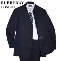 美品✨バーバリーロンドン セットアップ 高級スーツ上下 紺色 ストライプ