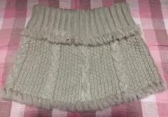 ベージュ ケーブル編み ニットスヌード