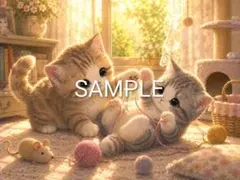 ねこ 戯れ A4 デザインペーパー