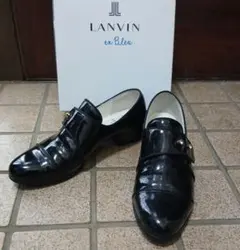 極美品 LANVIN en Blue ランバンオンブルー エナメル ローファー ランバン オン ブルー LANVIN en Bleu 厚底タッセルローファー
