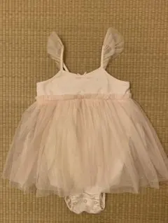 ジェラートピケ　ピンクチュールベビードレス　80サイズ