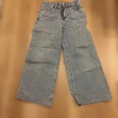 GU ライトブルーデニム ワイドレッグパンツ