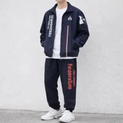 ナイロンジャケット×スウェット上下 ストリート