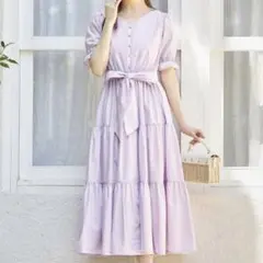 tocco closet 2WAY ウエストリボン付きティアードワンピース