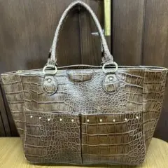 モーダプリンチペ　クロコダイル風ブラウンハンドバッグ