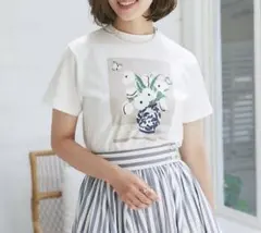 セブンテンseven tenアートプリントTシャツ　ベージュSのサムネイル