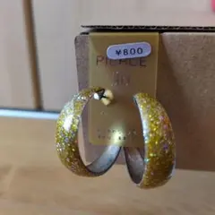 ゴールドフープピアス グリッター仕上げ 約3cm
