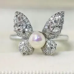 ☆素敵！可愛い花形 ゆらゆら天然あこや真珠6.1mmX2粒 k10WGピアス 