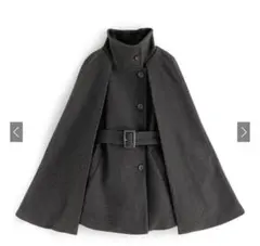 猫のすけ。様専用 ケープコート チャコールグレー・ボアコート 黒 レディース