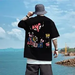 くま 原宿 2XL メンズ クマ ビッグプリント おしゃれ 黒 春夏 Tシャツ