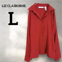 LIZ CLAIBORNE【L】赤 オープンカラー シャツ 00s Y2K