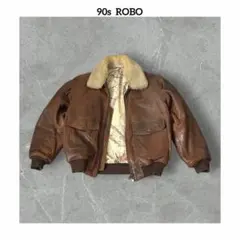 ★ 90s ROBO アメリカ産本革 中綿 レザー フライトジャケット ファー襟