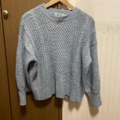 ナノユニバース　クルーネック　ニットセーター　グレー