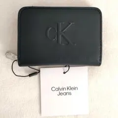 【新品】カルバンクライン 2つ折り財布 CKロゴレディースウォレット 軽量 黒