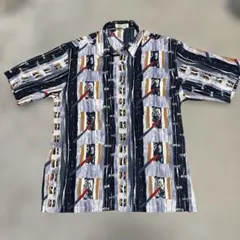 【美品】White river 半袖シャツ 総柄 メンズM