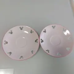 ミッキーマウス 透かし彫り柄小皿2枚セット 型押し皿ディズニー 型抜き