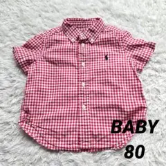 ラルフローレン 半袖シャツ ボタンダウン ベビー 80 ギンガムチェック