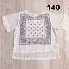 140 sospita シースルー カットソー シフォン ペイズリー スカーフ柄のサムネイル