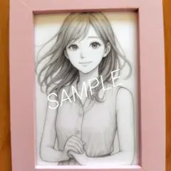 女の子 イラスト 美少女 癒し 優しい かわいい 笑顔 ハガキ No.59