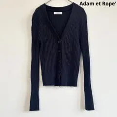 Adam et Rope' Vネックリブカーディガン　ネイビー