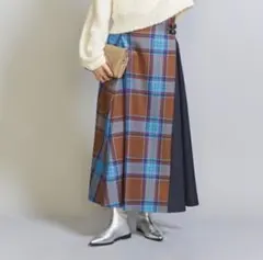 【美品】O'NEIL of DUBLIN Aラインキルトスカート ウール100%