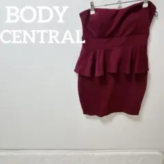 美品✨BODY CENTRAL 【フリー】　バーガンディ ペプラムドレス