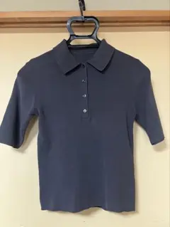 無印良品リブ編み五分袖ポロセーター 婦人Mサイズ グレー