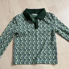 幾何学模様 長袖ポロシャツ