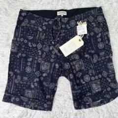 新品未使用✨ナノユニバース　麻混ハーフパンツ　ネイビー　Lのサムネイル