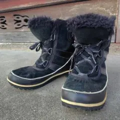 SOREL ソレル ブラック スノーブーツ ファー付き アウトドア 25