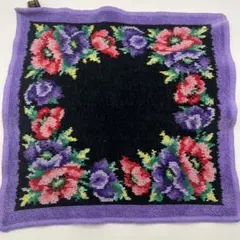 41 フェイラー　FEILER タオルハンカチ　花柄　パープル　ブラウン