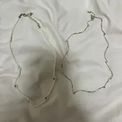 3coins パール花模様 うねうね型 ネックレス ゴールド 2点セット