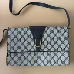 オールドグッチ 2way ショルダーバッグ クラッチバッグ ネイビー レア