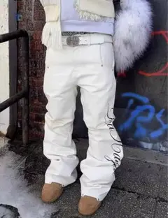 ホワイトフレアデニムパンツ　brrrsos archive SWAG opium ホワイトフレアデニムパンツ brrrsos archive SWAG opium - メルカリ