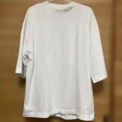 ユニクロU エアリズムコットンオーバーサイズモックネックT五分袖 XL 白 廃盤