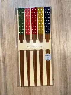 箸セット　ドット柄　木製　5本セットのサムネイル