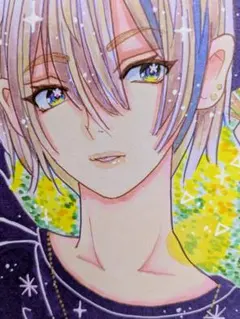 オリジナル手描きイラスト原画「ミモザ」