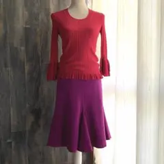 EMILIO PUCCI 美品 マーメイドスカート ウール素材 膝下丈 パープルのサムネイル