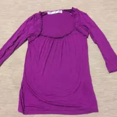 ZARA パープル 七分袖カットソー Mサイズ