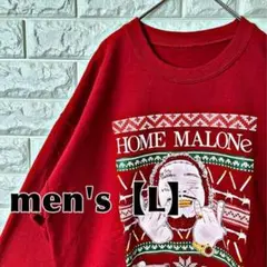 I3【HOME MALONe】プリント刺繍デザイン【メンズL】レッド