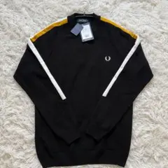 未使用タグ付 FRED PERRY ブロークンティップドクルーニット メンズ Mのサムネイル