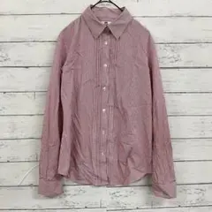 UNIQLO ストライプシャツ M 赤白 綿混 通勤 きれいめ レディース