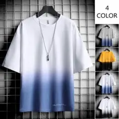 二枚セット Ｔシャツ メンズ 半袖 グラデーション 半袖Ｔシャツ 五分袖P
