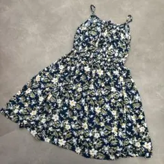 キッズ ノースリーブ ワンピース 花柄 ネイビー