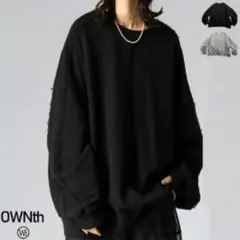 アンティカ/OWNth 配色ライントレーナー 裏毛 ブラック ユニセックス 新品